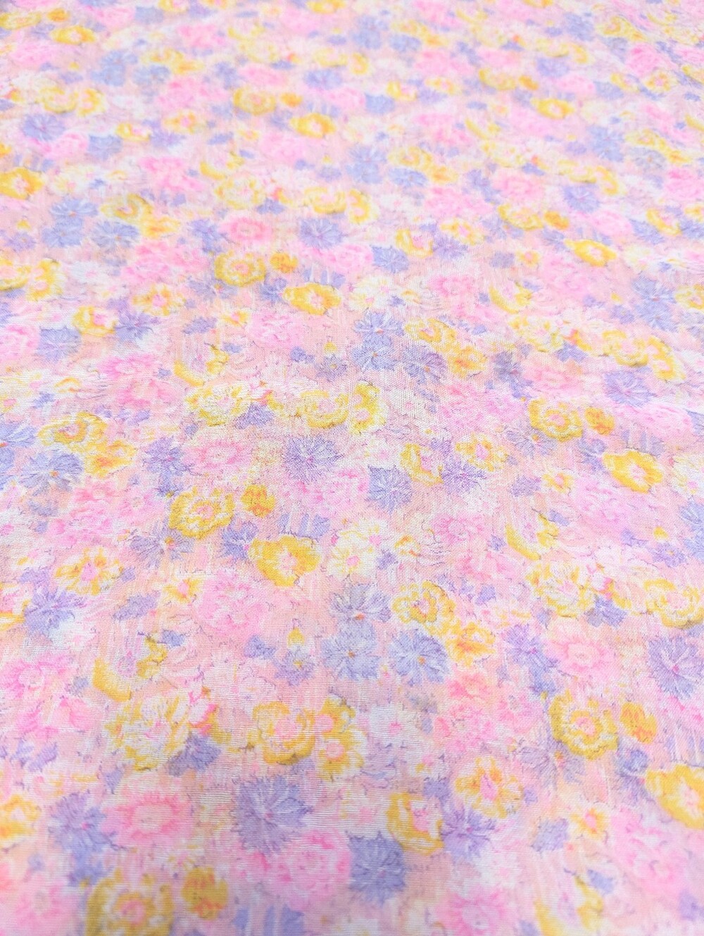 Sheer Floral Watercolor Prairie Fabric Purple Pink Yellow 45" X 48" 1.3 Yds